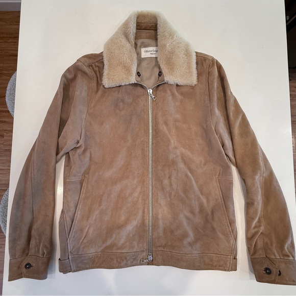 Officine Generale Brown Bomber Jacket with Cream Collar - Picture 5 of 13